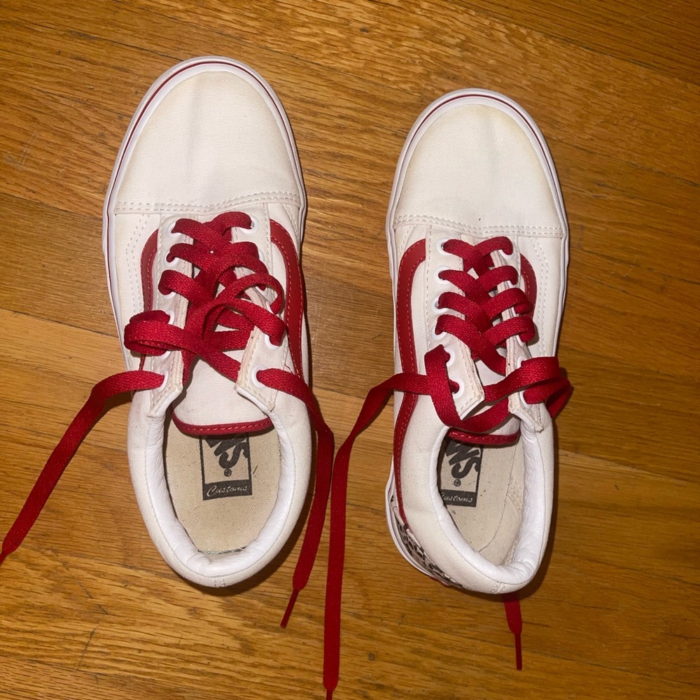 Custom White Flame Low Top Vans - image 3